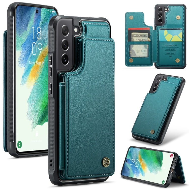 For Samsung Galaxy S21 FE 5G CaseMe C22 Card Slots Holder RFID Anti-theft Phone Case(Blue Green) - Galaxy Phone Cases by CaseMe | Online Shopping South Africa | PMC Jewellery | Buy Now Pay Later Mobicred