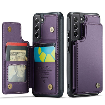 For Samsung Galaxy S21 FE 5G CaseMe C22 Card Slots Holder RFID Anti-theft Phone Case(Purple) - Galaxy Phone Cases by CaseMe | Online Shopping South Africa | PMC Jewellery | Buy Now Pay Later Mobicred