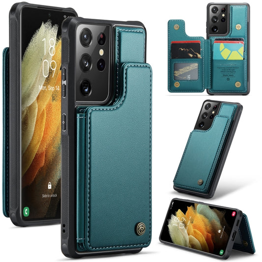 For Samsung Galaxy S21 Ultra 5G CaseMe C22 Card Slots Holder RFID Anti-theft Phone Case(Blue Green) - Galaxy S21 Ultra 5G Cases by CaseMe | Online Shopping South Africa | PMC Jewellery | Buy Now Pay Later Mobicred