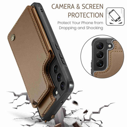 For Samsung Galaxy S22+ 5G CaseMe C22 Card Slots Holder RFID Anti-theft Phone Case(Brown) - Galaxy S22+ 5G Cases by CaseMe | Online Shopping South Africa | PMC Jewellery | Buy Now Pay Later Mobicred