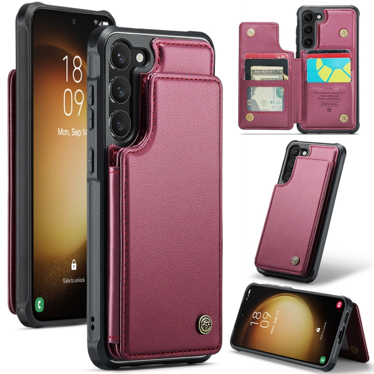 For Samsung Galaxy S23+ 5G CaseMe C22 Card Slots Holder RFID Anti-theft Phone Case(Wine Red) - Galaxy S23+ 5G Cases by CaseMe | Online Shopping South Africa | PMC Jewellery | Buy Now Pay Later Mobicred