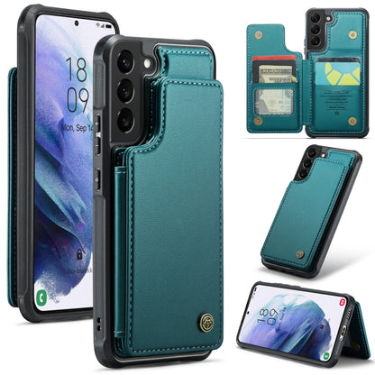 For Samsung Galaxy S21 5G CaseMe C22 Card Slots Holder RFID Anti-theft Phone Case(Blue Green) - Galaxy S21 5G Cases by CaseMe | Online Shopping South Africa | PMC Jewellery | Buy Now Pay Later Mobicred