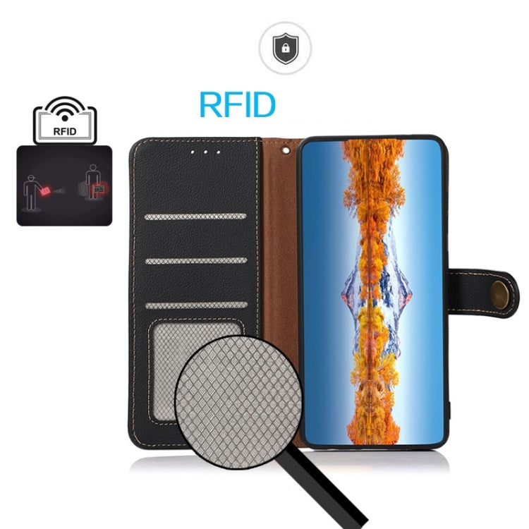 For Huawei Mate 60 Pro KHAZNEH Custer Genuine Leather RFID Phone Case(Black) - Huawei Cases by PMC TechLife | Online Shopping South Africa | PMC TechLife | Buy Now Pay Later Mobicred