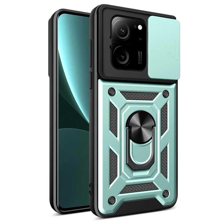 For Xiaomi 13T/13T Pro/Redmi K60 Ultra Sliding Camera Cover Design TPU Hybrid PC Phone Case(Mint Green) - Redmi K60 Ultra Cases by PMC Jewellery | Online Shopping South Africa | PMC Jewellery | Buy Now Pay Later Mobicred