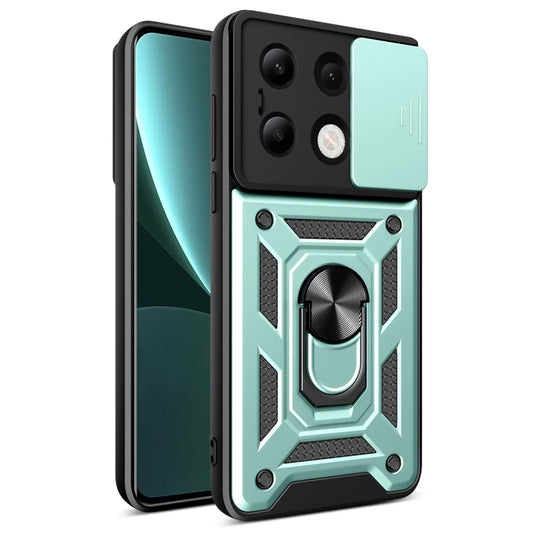 For Xiaomi Redmi Note 13 4G Global Sliding Camera Cover Design TPU Hybrid PC Phone Case(Mint Green) - Note 13 Cases by PMC Jewellery | Online Shopping South Africa | PMC Jewellery | Buy Now Pay Later Mobicred