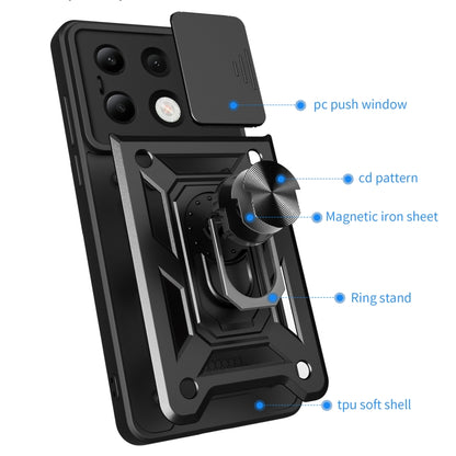 For Xiaomi Redmi Note 13 4G Global Sliding Camera Cover Design TPU Hybrid PC Phone Case(Blue) - Note 13 Cases by PMC Jewellery | Online Shopping South Africa | PMC Jewellery | Buy Now Pay Later Mobicred