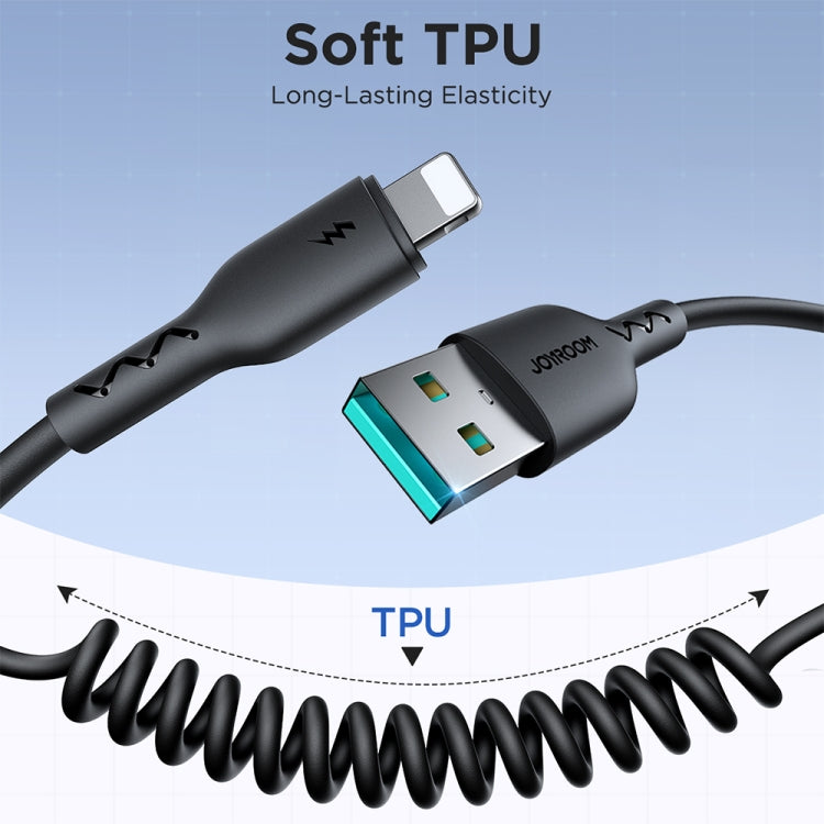 JOYROOM SA38-CL3 30W USB-C / Type-C to 8 Pin Coiled Fast Charging Data Cable, Length:1.5m(Black) - 2 in 1 Cable by JOYROOM | Online Shopping South Africa | PMC Jewellery | Buy Now Pay Later Mobicred