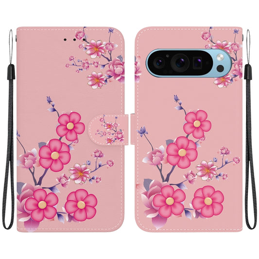 For Google Pixel 9 Pro Crystal Texture Colored Drawing Leather Phone Case(Cherry Blossoms) - Google Cases by PMC Jewellery | Online Shopping South Africa | PMC Jewellery | Buy Now Pay Later Mobicred