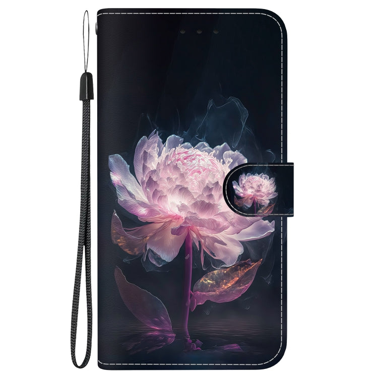 For Google Pixel 9 Crystal Texture Colored Drawing Leather Phone Case(Purple Peony) - Google Cases by PMC TechLife | Online Shopping South Africa | PMC TechLife | Buy Now Pay Later Mobicred