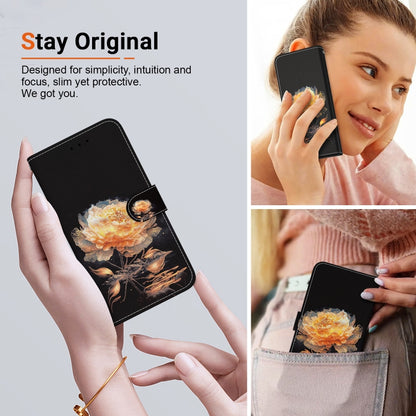 For Google Pixel 9 Crystal Texture Colored Drawing Leather Phone Case(Gold Peony) - Google Cases by PMC Jewellery | Online Shopping South Africa | PMC Jewellery | Buy Now Pay Later Mobicred