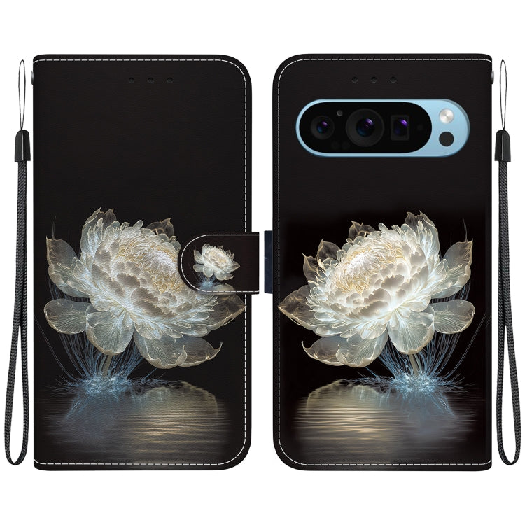 For Google Pixel 9 Crystal Texture Colored Drawing Leather Phone Case(Crystal Peony) - Google Cases by PMC TechLife | Online Shopping South Africa | PMC TechLife | Buy Now Pay Later Mobicred