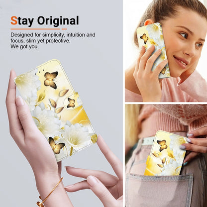 For Google Pixel 9 Crystal Texture Colored Drawing Leather Phone Case(Gold Butterfly Epiphyllum) - Google Cases by PMC Jewellery | Online Shopping South Africa | PMC Jewellery | Buy Now Pay Later Mobicred