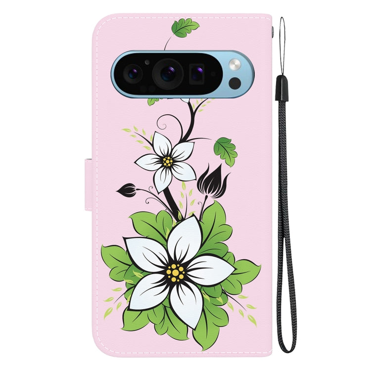 For Google Pixel 9 Crystal Texture Colored Drawing Leather Phone Case(Lily) - Google Cases by PMC TechLife | Online Shopping South Africa | PMC TechLife | Buy Now Pay Later Mobicred
