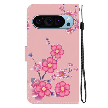 For Google Pixel 9 Crystal Texture Colored Drawing Leather Phone Case(Cherry Blossoms) - Google Cases by PMC Jewellery | Online Shopping South Africa | PMC Jewellery | Buy Now Pay Later Mobicred