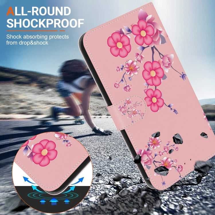 For Google Pixel 9 Crystal Texture Colored Drawing Leather Phone Case(Cherry Blossoms) - Google Cases by PMC TechLife | Online Shopping South Africa | PMC TechLife | Buy Now Pay Later Mobicred
