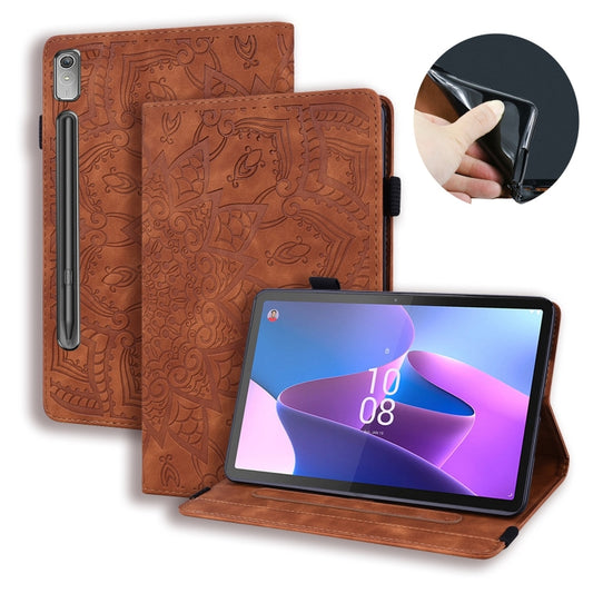 For Lenovo Tab P12 12.7 Calf Texture Embossed Leather Tablet Case(Brown) - Lenovo by PMC Jewellery | Online Shopping South Africa | PMC Jewellery | Buy Now Pay Later Mobicred