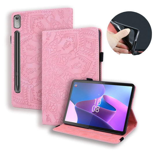 For Lenovo Tab P12 12.7 Calf Texture Embossed Leather Tablet Case(Pink) - Lenovo by PMC Jewellery | Online Shopping South Africa | PMC Jewellery | Buy Now Pay Later Mobicred