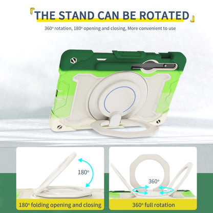 For Samsung Galaxy Tab S9 Armor Portable Rotating Ring Holder Silicone Tablet Case(Colorful Green) - Galaxy Tab S9 Cases by PMC Jewellery | Online Shopping South Africa | PMC Jewellery | Buy Now Pay Later Mobicred