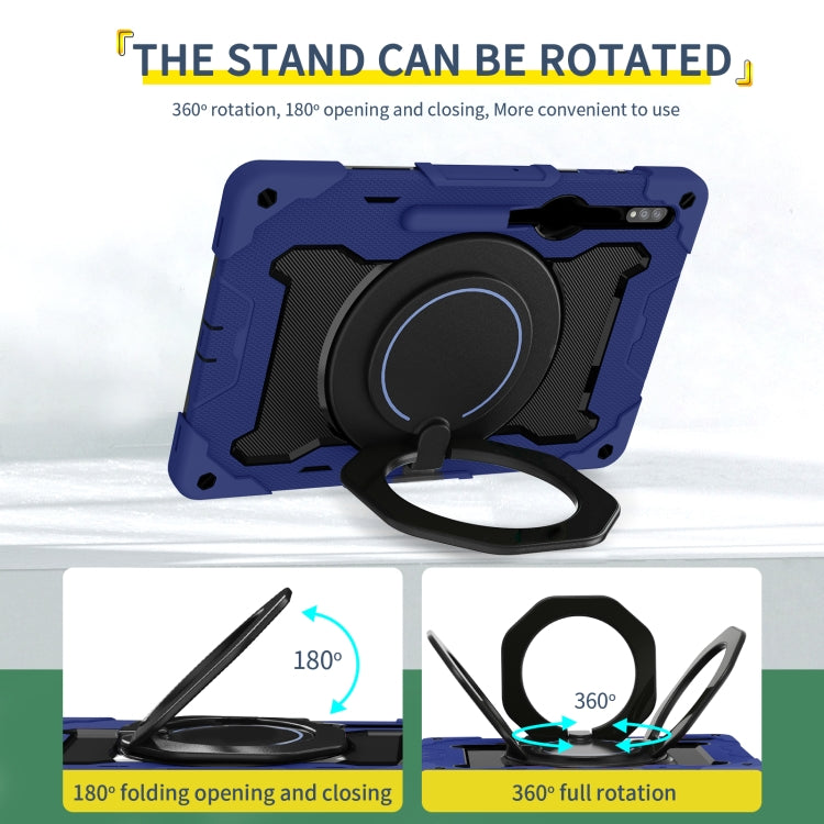 For Samsung Galaxy Tab S9 Ultra Armor Portable Rotating Ring Holder Silicone Tablet Case(Navy Blue) - Galaxy Tab S9 Ultra Cases by PMC Jewellery | Online Shopping South Africa | PMC Jewellery | Buy Now Pay Later Mobicred