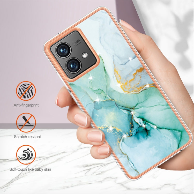 For Motorola Moto G84 Electroplating Marble Dual-side IMD Phone Case(Green 003) - Motorola Cases by PMC Jewellery | Online Shopping South Africa | PMC Jewellery | Buy Now Pay Later Mobicred