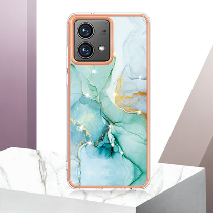 For Motorola Moto G84 Electroplating Marble Dual-side IMD Phone Case(Green 003) - Motorola Cases by PMC Jewellery | Online Shopping South Africa | PMC Jewellery | Buy Now Pay Later Mobicred