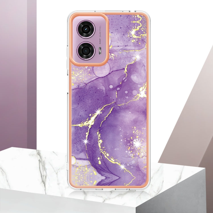 For Motorola Moto G24 4G / G04 4G Electroplating Marble Dual-side IMD Phone Case(Purple 002) - Motorola Cases by PMC Jewellery | Online Shopping South Africa | PMC Jewellery | Buy Now Pay Later Mobicred