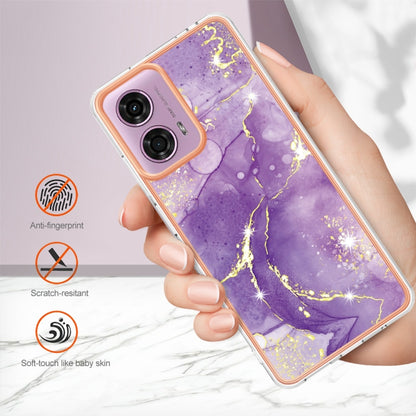 For Motorola Moto G24 4G / G04 4G Electroplating Marble Dual-side IMD Phone Case(Purple 002) - Motorola Cases by PMC Jewellery | Online Shopping South Africa | PMC Jewellery | Buy Now Pay Later Mobicred