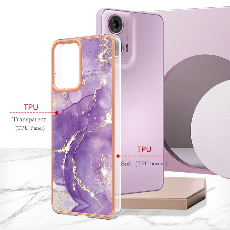 For Motorola Moto G24 4G / G04 4G Electroplating Marble Dual-side IMD Phone Case(Purple 002) - Motorola Cases by PMC Jewellery | Online Shopping South Africa | PMC Jewellery | Buy Now Pay Later Mobicred