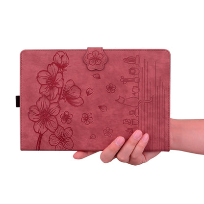 For iPad Pro 11 2024 Cartoon Sakura Cat Embossed Smart Leather Tablet Case(Red) - iPad Pro 11 2024 Cases by PMC Jewellery | Online Shopping South Africa | PMC Jewellery | Buy Now Pay Later Mobicred