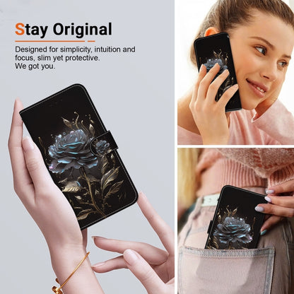 For Honor Magic6 Pro Crystal Texture Colored Drawing Leather Phone Case(Black Rose) - Honor Cases by PMC Jewellery | Online Shopping South Africa | PMC Jewellery | Buy Now Pay Later Mobicred