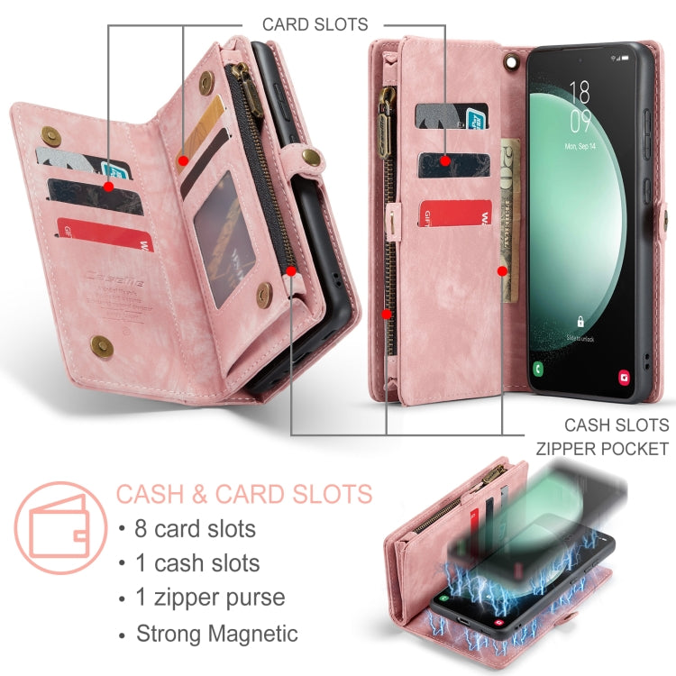 For Samsung Galaxy S23 FE CaseMe 008 Multifunctional Zipper Wallet Leather Phone Case with Lanyard(Pink) - Galaxy S23 FE 5G Cases by CaseMe | Online Shopping South Africa | PMC Jewellery | Buy Now Pay Later Mobicred