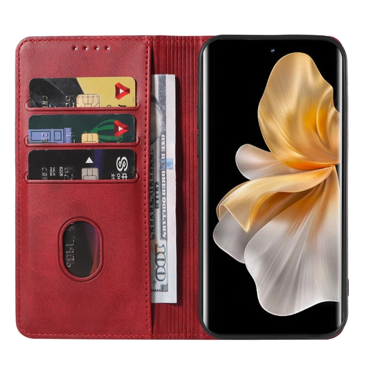 For vivo S18 Pro Magnetic Closure Leather Phone Case(Red) - S18 Pro Cases by PMC Jewellery | Online Shopping South Africa | PMC Jewellery | Buy Now Pay Later Mobicred