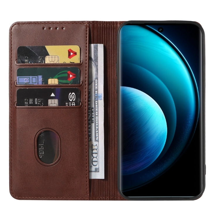 For vivo X100 Pro Magnetic Closure Leather Phone Case(Brown) - X100 Pro Cases by PMC Jewellery | Online Shopping South Africa | PMC Jewellery | Buy Now Pay Later Mobicred