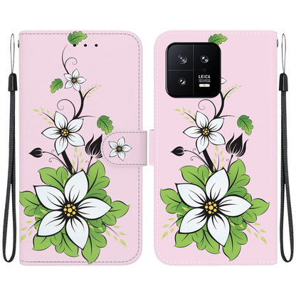 For Xiaomi 13 5G Crystal Texture Colored Drawing Leather Phone Case(Lily) - 13 Cases by PMC Jewellery | Online Shopping South Africa | PMC Jewellery | Buy Now Pay Later Mobicred