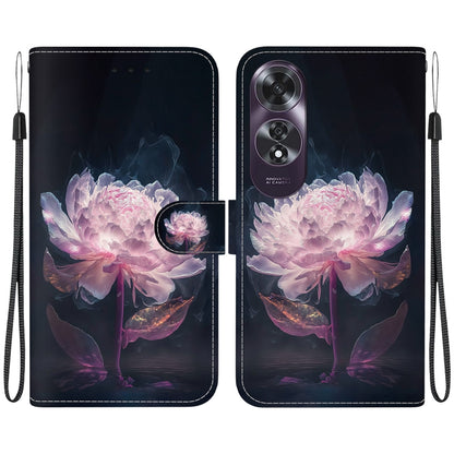 For OPPO A60 4G Crystal Texture Colored Drawing Leather Phone Case(Purple Peony) - OPPO Cases by PMC Jewellery | Online Shopping South Africa | PMC Jewellery | Buy Now Pay Later Mobicred