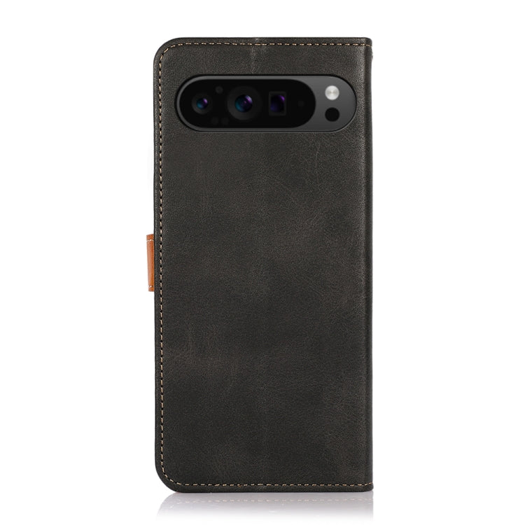 For Google Pixel 9 Pro KHAZNEH Dual-color Cowhide Texture Flip Leather Phone Case(Black) - Google Cases by PMC Jewellery | Online Shopping South Africa | PMC Jewellery | Buy Now Pay Later Mobicred