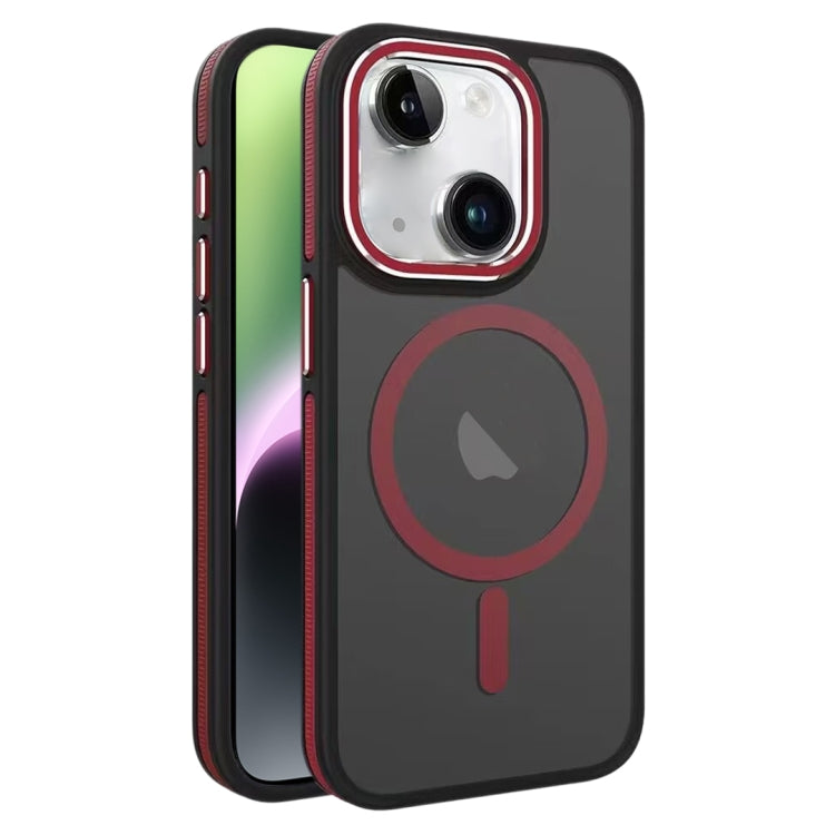 For iPhone 14 / 13 Two-color Frosted MagSafe Magnetic Phone Case(Red) - iPhone 14 Cases by PMC Jewellery | Online Shopping South Africa | PMC Jewellery