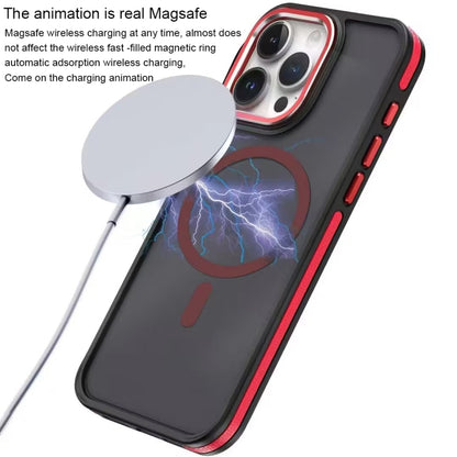 For iPhone 14 Pro Two-color Frosted MagSafe Magnetic Phone Case(Red) - iPhone 14 Pro Cases by PMC Jewellery | Online Shopping South Africa | PMC Jewellery