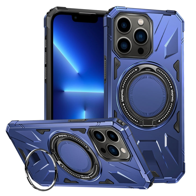For iPhone 13 Pro MagSafe Magnetic Shockproof Phone Case with Ring Holder(Navy Blue) - iPhone 13 Pro Cases by PMC TechLife | Online Shopping South Africa | PMC TechLife