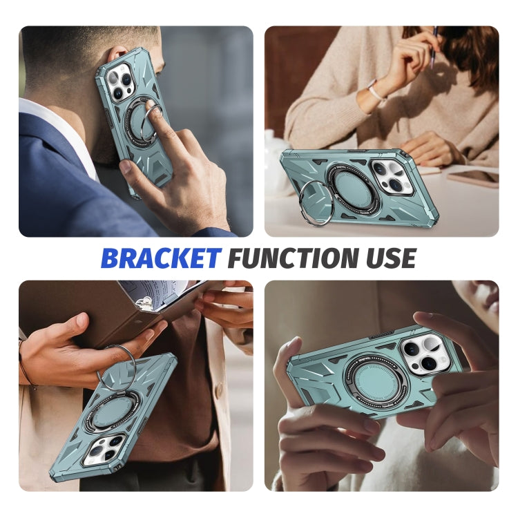 For iPhone 12/12 Pro MagSafe Magnetic Shockproof Phone Case with Ring Holder(Green) - iPhone 12 / 12 Pro Cases by PMC TechLife | Online Shopping South Africa | PMC TechLife