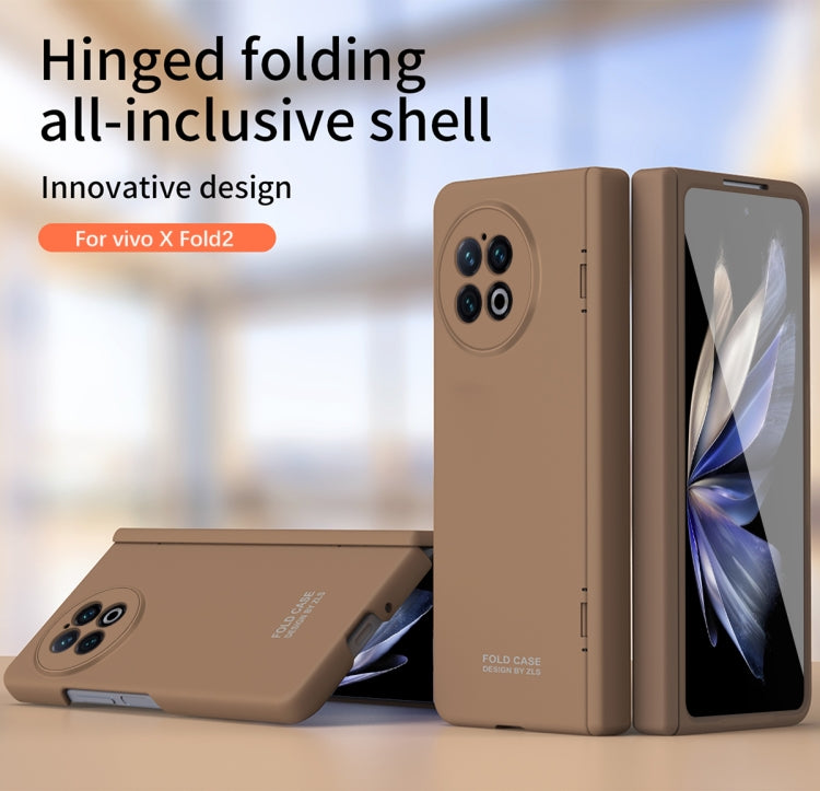 For vivo X Fold2 Extraordinary Series Hinged Folding Full Phone Case(Coffee) - vivo Cases by PMC Jewellery | Online Shopping South Africa | PMC Jewellery | Buy Now Pay Later Mobicred