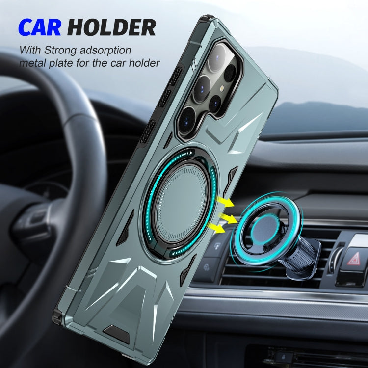 For Samsung Galaxy S23+ 5G MagSafe Magnetic Shockproof Phone Case with Ring Holder(Green) - Galaxy S23+ 5G Cases by PMC TechLife | Online Shopping South Africa | PMC TechLife
