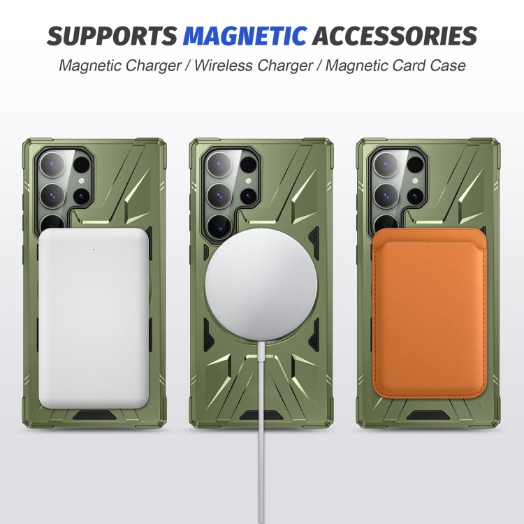 For Samsung Galaxy S23 Ultra 5G MagSafe Magnetic Shockproof Phone Case with Ring Holder(Dark Green) - Galaxy S23 Ultra 5G Cases by PMC Jewellery | Online Shopping South Africa | PMC Jewellery