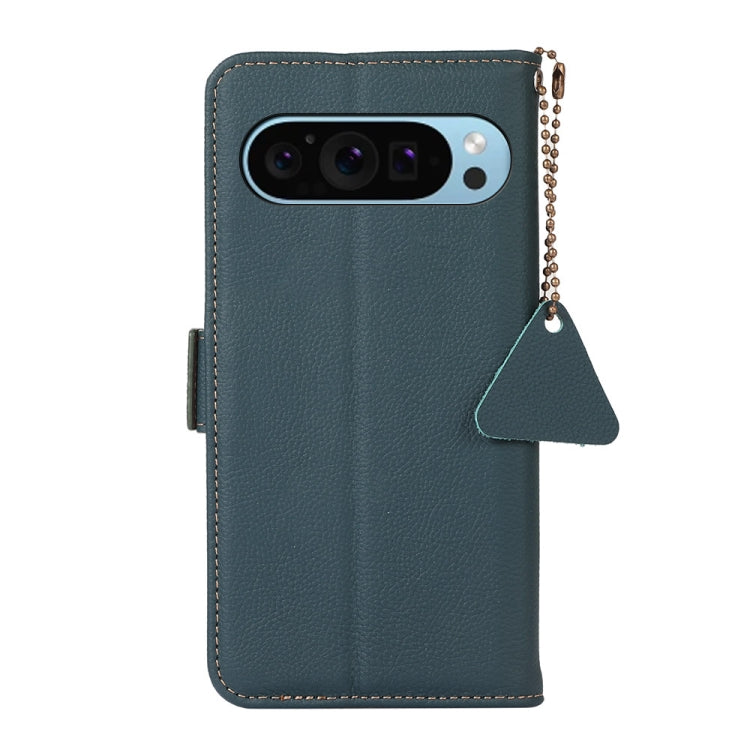 For Google Pixel 9 Side-Magnetic TJ Genuine Leather RFID Phone Case(Green) - Google Cases by PMC Jewellery | Online Shopping South Africa | PMC Jewellery | Buy Now Pay Later Mobicred