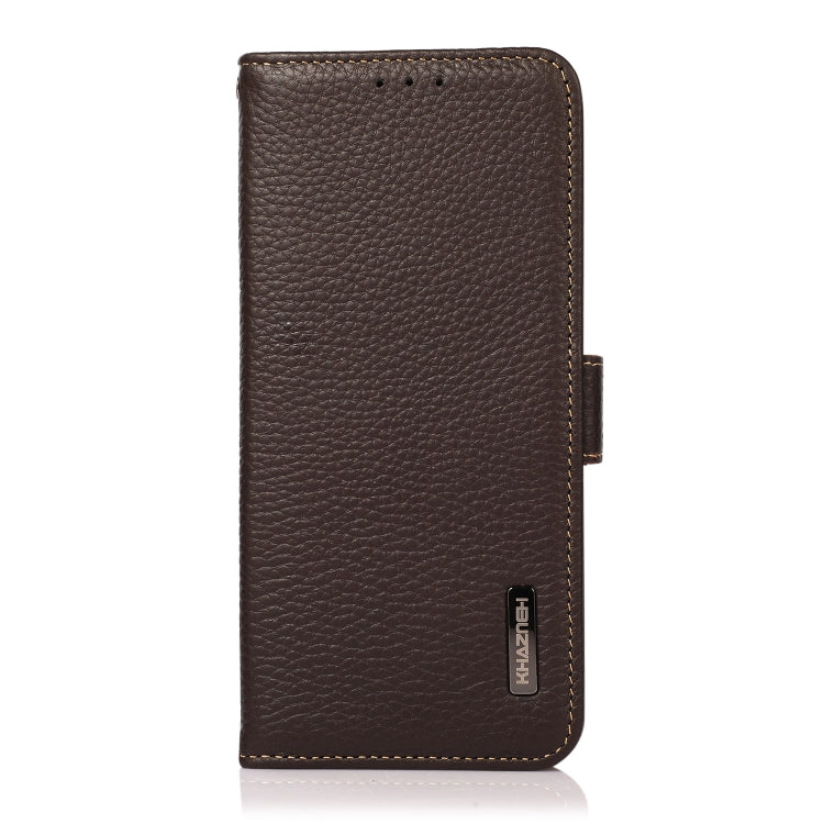 For Google Pixel 9 KHAZNEH Side-Magnetic Litchi Genuine Leather RFID Phone Case(Brown) - Google Cases by PMC TechLife | Online Shopping South Africa | PMC TechLife | Buy Now Pay Later Mobicred