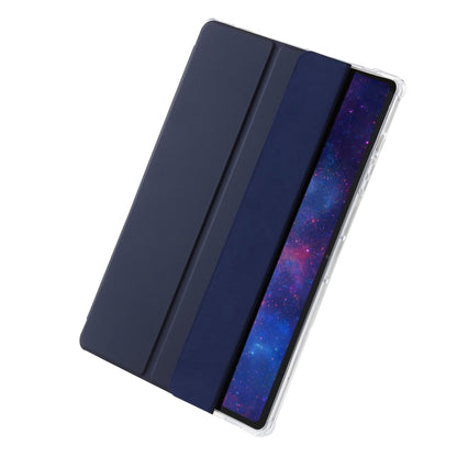 For Samsung Galaxy Tab S9+ 3-Fold Clear Acrylic Leather Tablet Case(Dark Blue) - Galaxy Tab S9+ Cases by PMC Jewellery | Online Shopping South Africa | PMC Jewellery | Buy Now Pay Later Mobicred