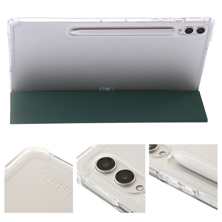 For Samsung Galaxy Tab S9+ 3-Fold Clear Acrylic Leather Tablet Case(Deep Green) - Galaxy Tab S9+ Cases by PMC Jewellery | Online Shopping South Africa | PMC Jewellery | Buy Now Pay Later Mobicred