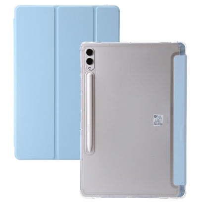 For Samsung Galaxy Tab S9 Ultra/S8 Ultra 3-Fold Clear Acrylic Leather Tablet Case(Ice Blue) - Galaxy Tab S9 Ultra Cases by PMC Jewellery | Online Shopping South Africa | PMC Jewellery