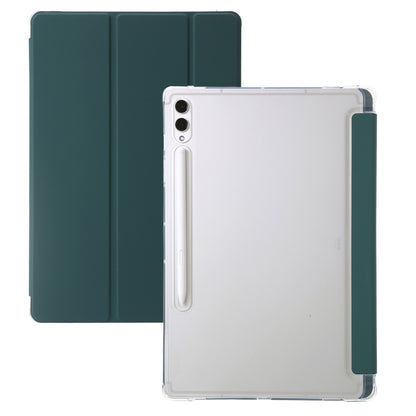 For Samsung Galaxy Tab S10 Ultra 3-Fold Clear Acrylic Leather Tablet Case(Deep Green) - Tab S10 Ultra Cases by PMC Jewellery | Online Shopping South Africa | PMC Jewellery | Buy Now Pay Later Mobicred