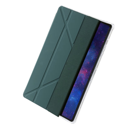 For Samsung Galaxy Tab S9 FE Clear Acrylic Deformation Leather Tablet Case(Deep Green) - Galaxy Tab S9 FE by PMC Jewellery | Online Shopping South Africa | PMC Jewellery | Buy Now Pay Later Mobicred